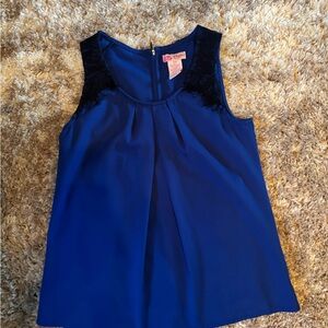 Candie's Royal Blue Sleeveless Blouse with Black Lace